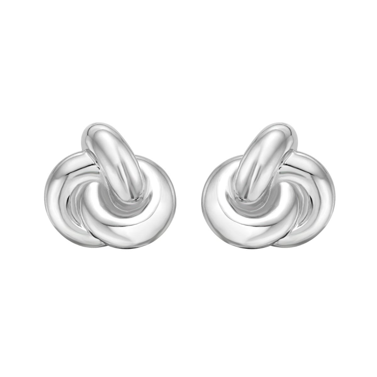 Silver Puffed Knot Earrings