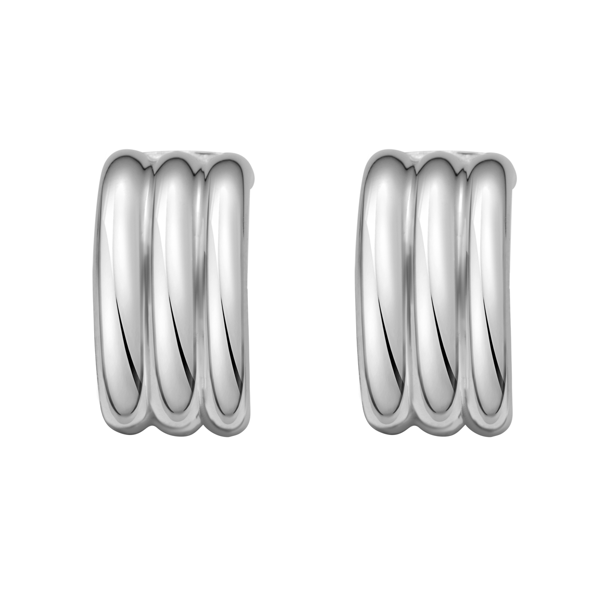 Silver Triple Row C Hoops