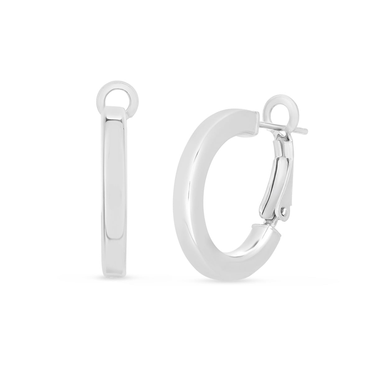 Silver Flat Wide Hoops