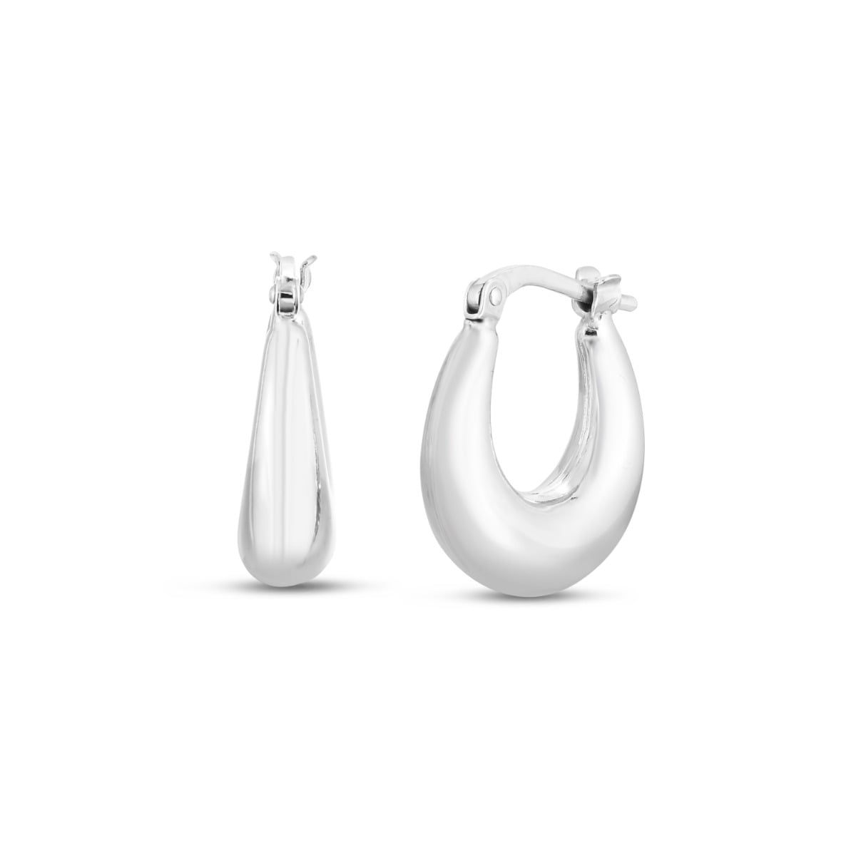Silver Puffed Graduated Hoops