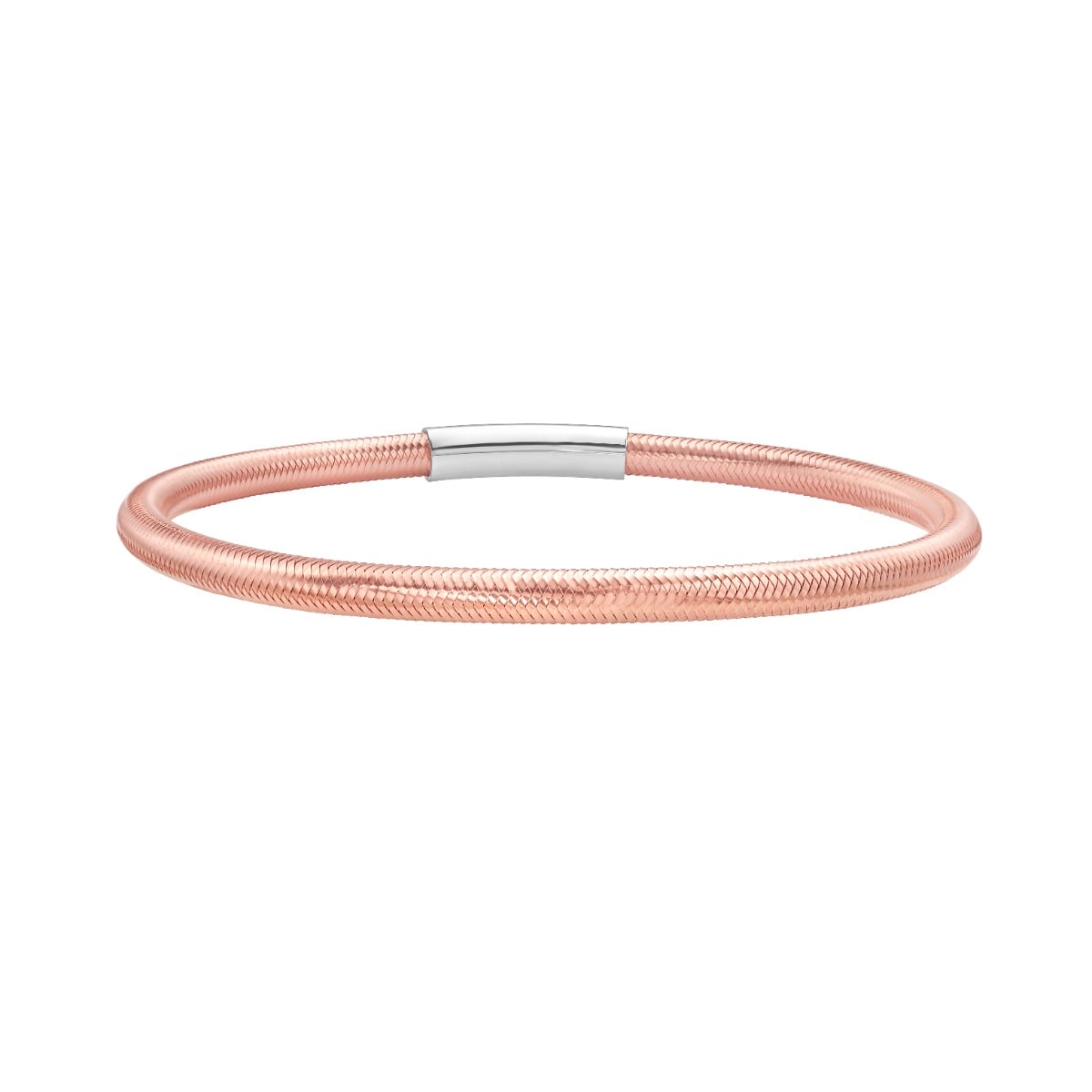 Gold Over Silver Basketweave Stretch Bangle