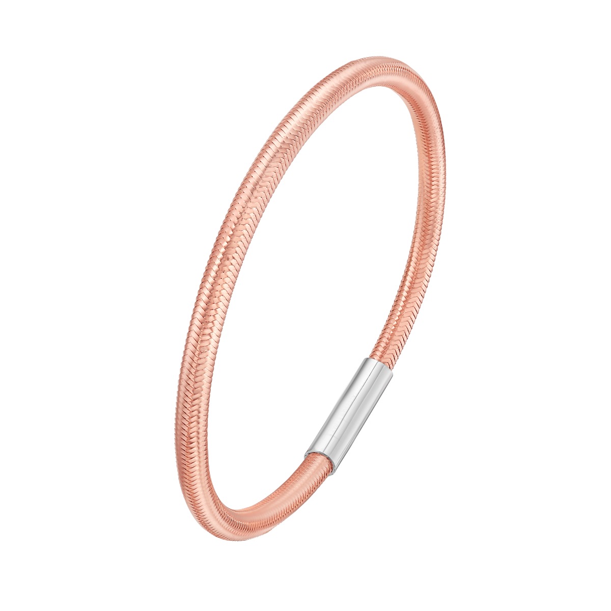 Gold Over Silver Basketweave Stretch Bangle