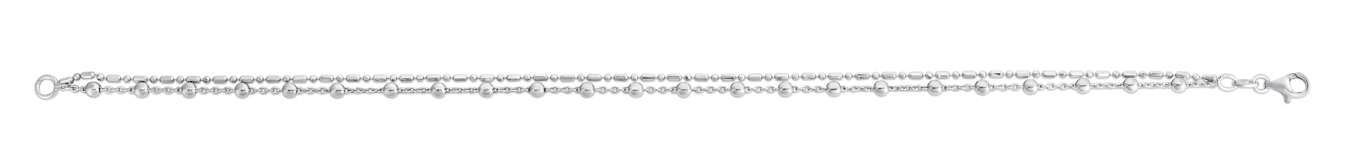 Silver Bead Double Strand Anklet