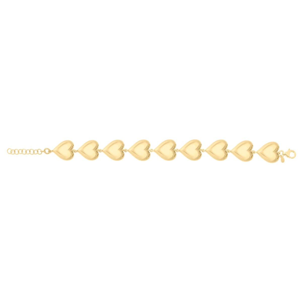 Gold Over Silver Puffed Hearts Bracelet