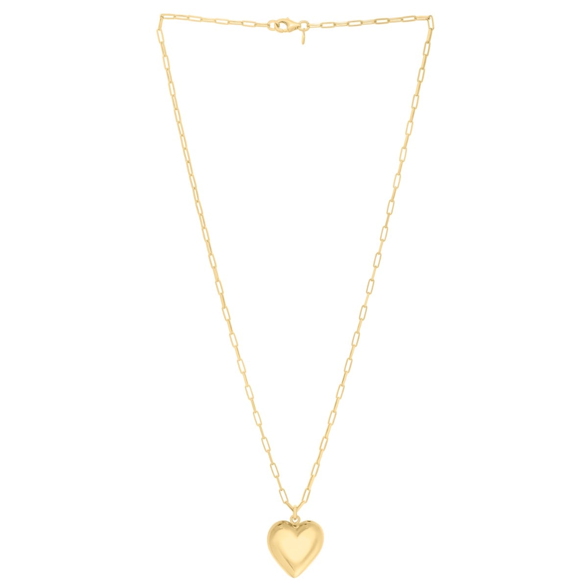 Gold Over Silver Puffed Heart Pendant Necklace