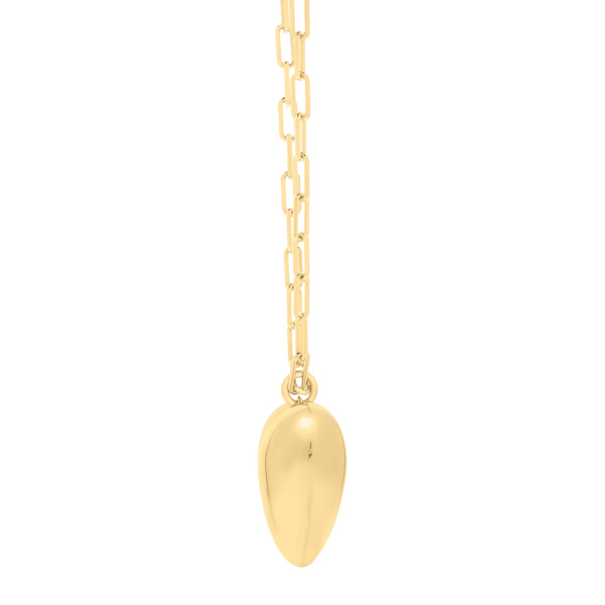 Gold Over Silver Large Puffed Heart Long Necklace