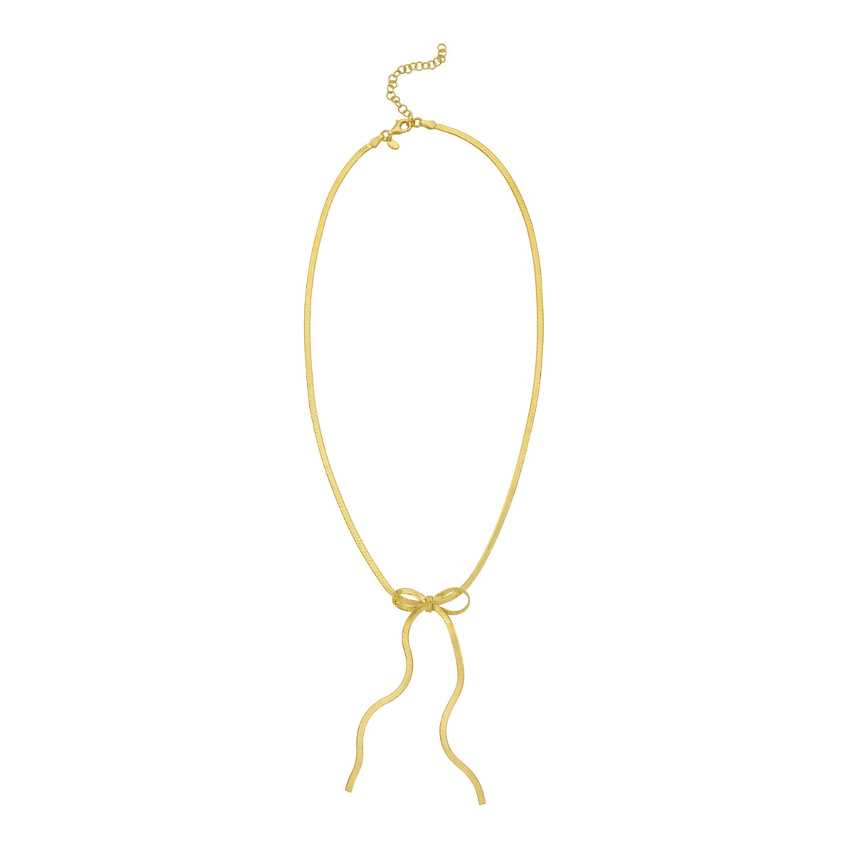 Gold Over Silver Snake Chain Bow Necklace