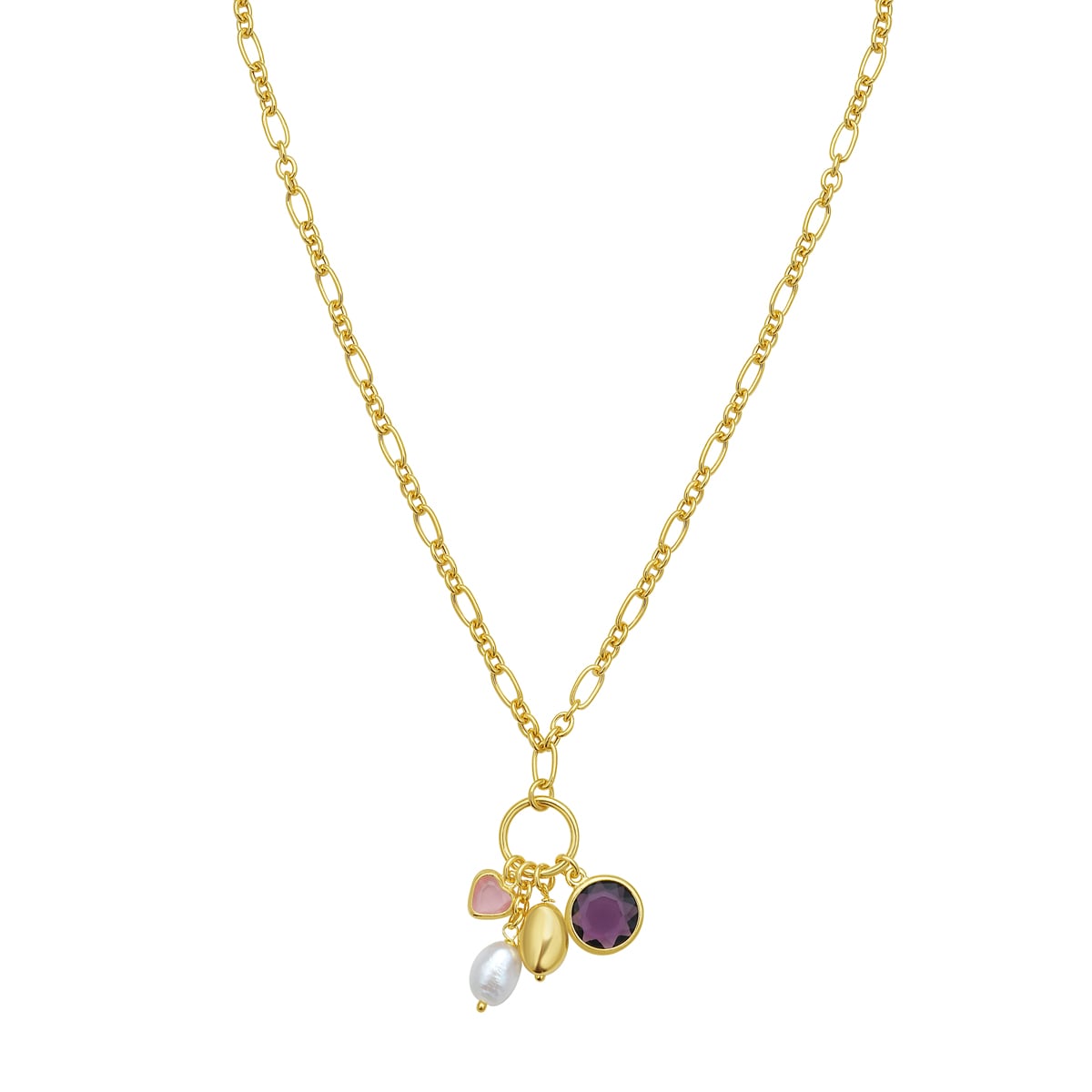 Gold Over Silver CZ Charm Necklace
