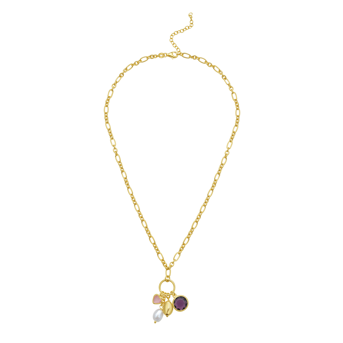 Gold Over Silver CZ Charm Necklace