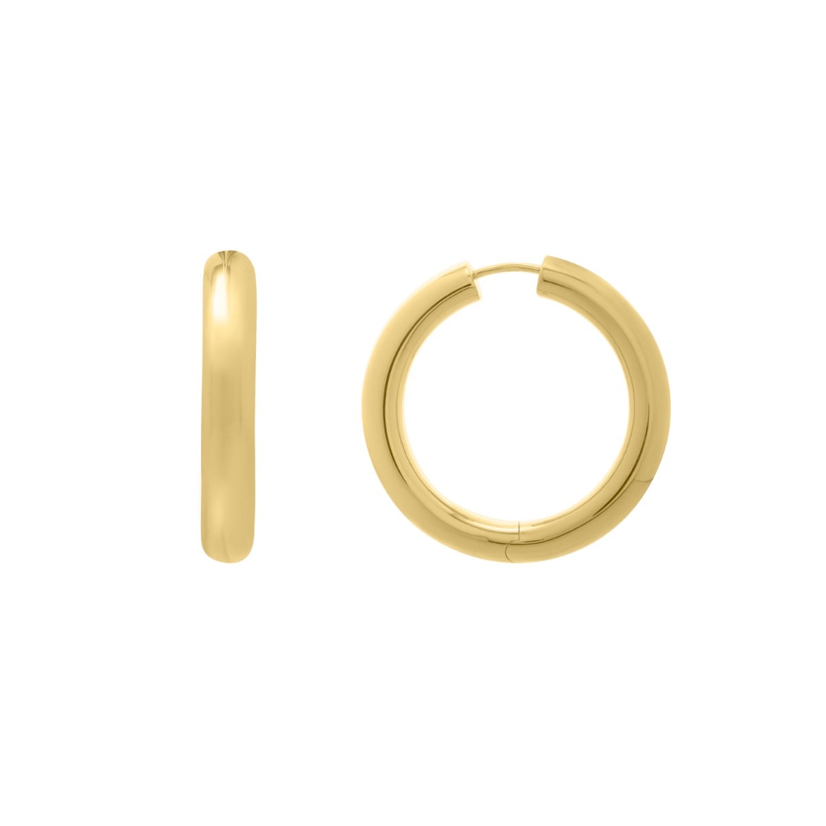 Gold Over Silver Round Snap Clasp Hoops