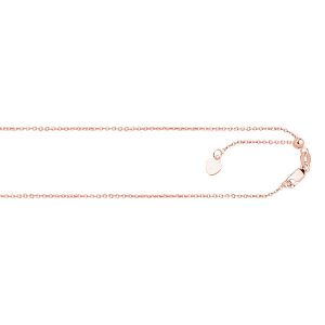 14K Gold 1.1mm Adjustable Diamond Cut Cable Chain