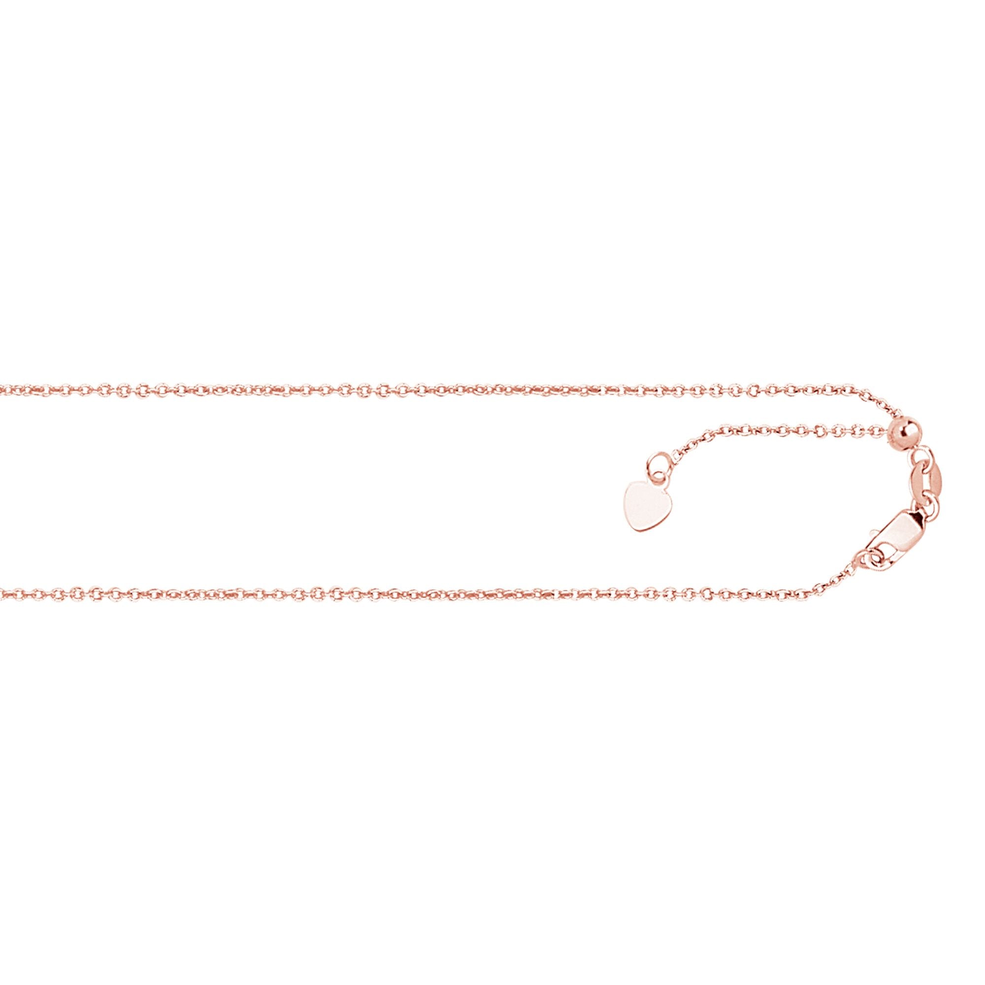 14K Gold 1.1mm Adjustable Diamond Cut Cable Chain