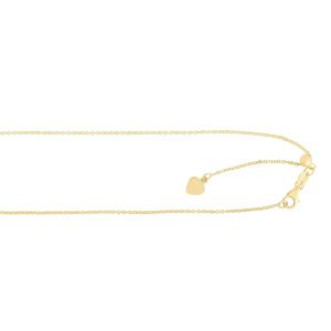 14K Gold 0.97mm Adjustable Cable Chain