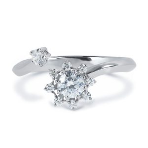 Atelier Swarovski Bloom Curved Pointed Ring, 18K White Gold