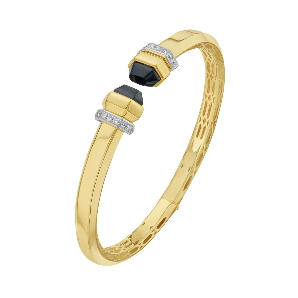 14K Black Pyramid Art Deco Cuff