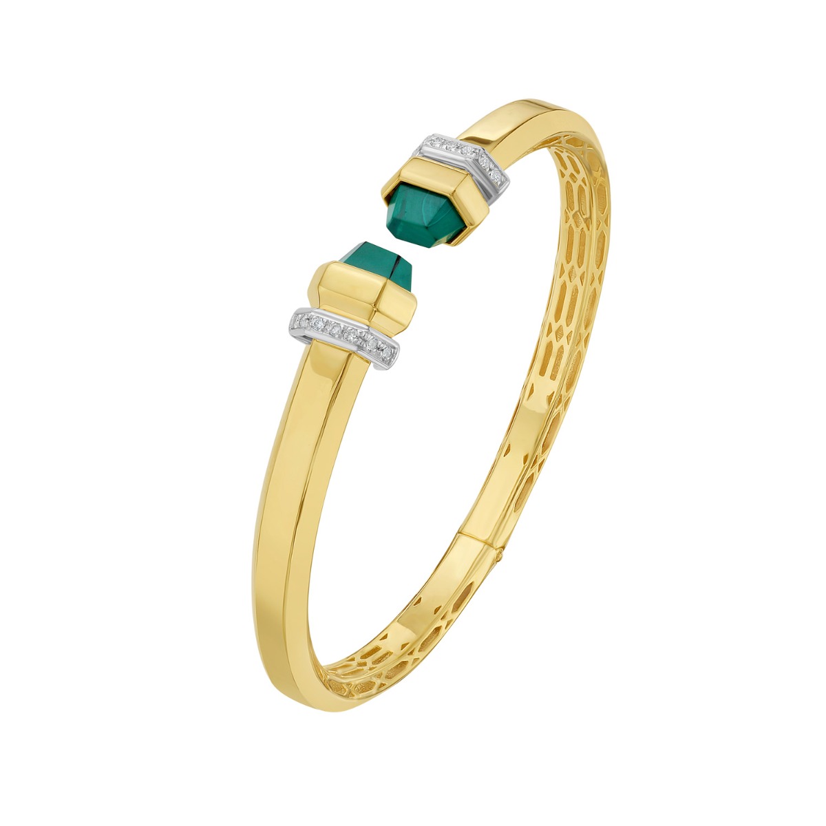 14K Green Pyrmid Art Deco Cuff