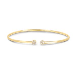 14K Gold Diamond Cluster Cuff Bangle