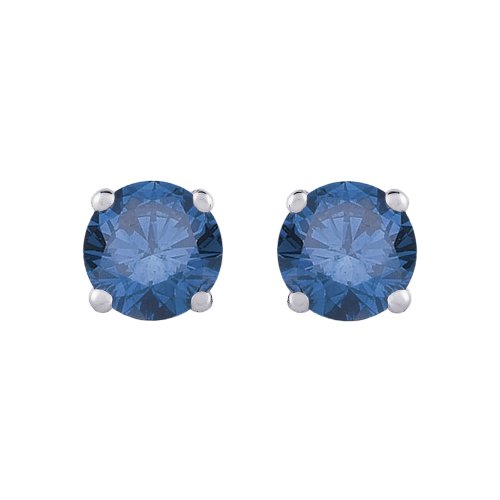 2.00 ctw Four Prong Studs in White Gold - Blue- Round