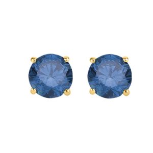 1.75 ctw Four Prong Studs in Yellow Gold – Blue- Round