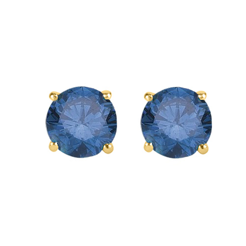0.25 ctw Four Prong Studs in Yellow Gold - Blue- Round