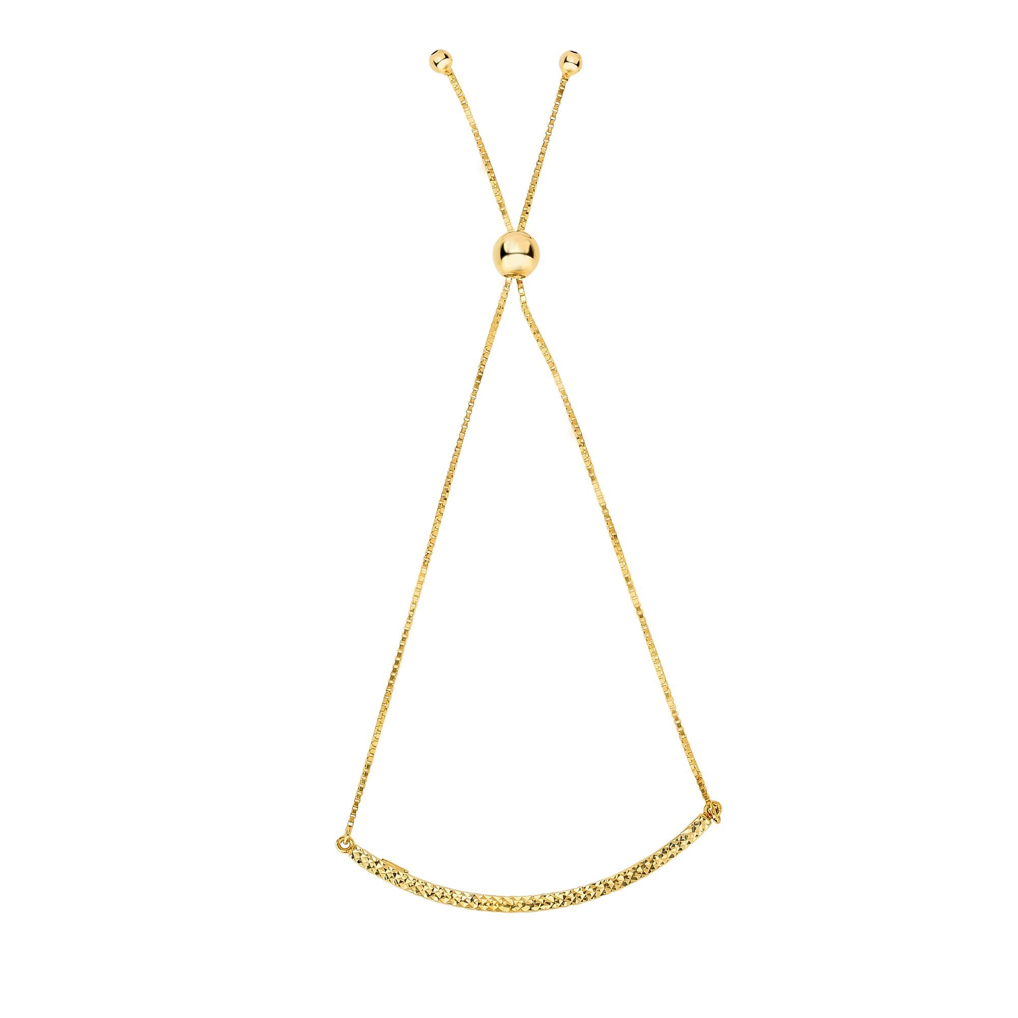 14K Gold Curved Bar Friendship Bracelet