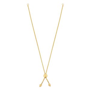 14K Gold Round Wheat Chain with Ball Slide Friendship Bracelet