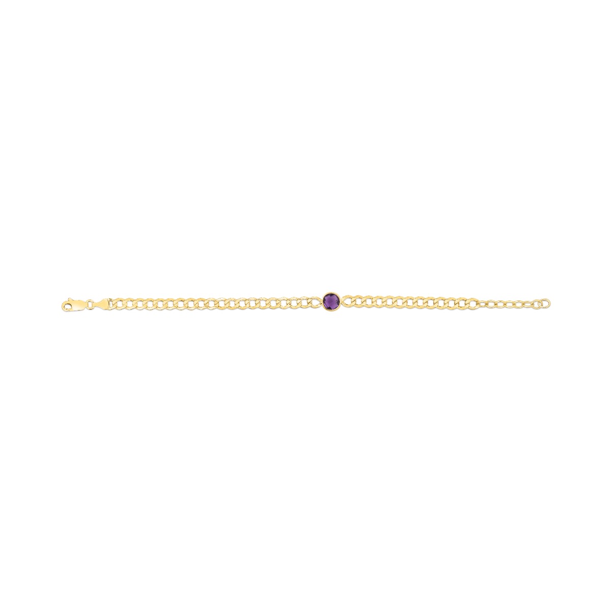 14K Amethyst Curb Chain Bracelet