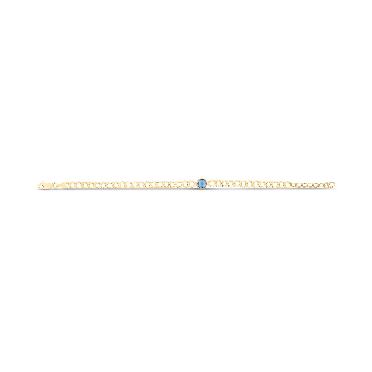 14K Blue Topaz Curb Chain Bracelet