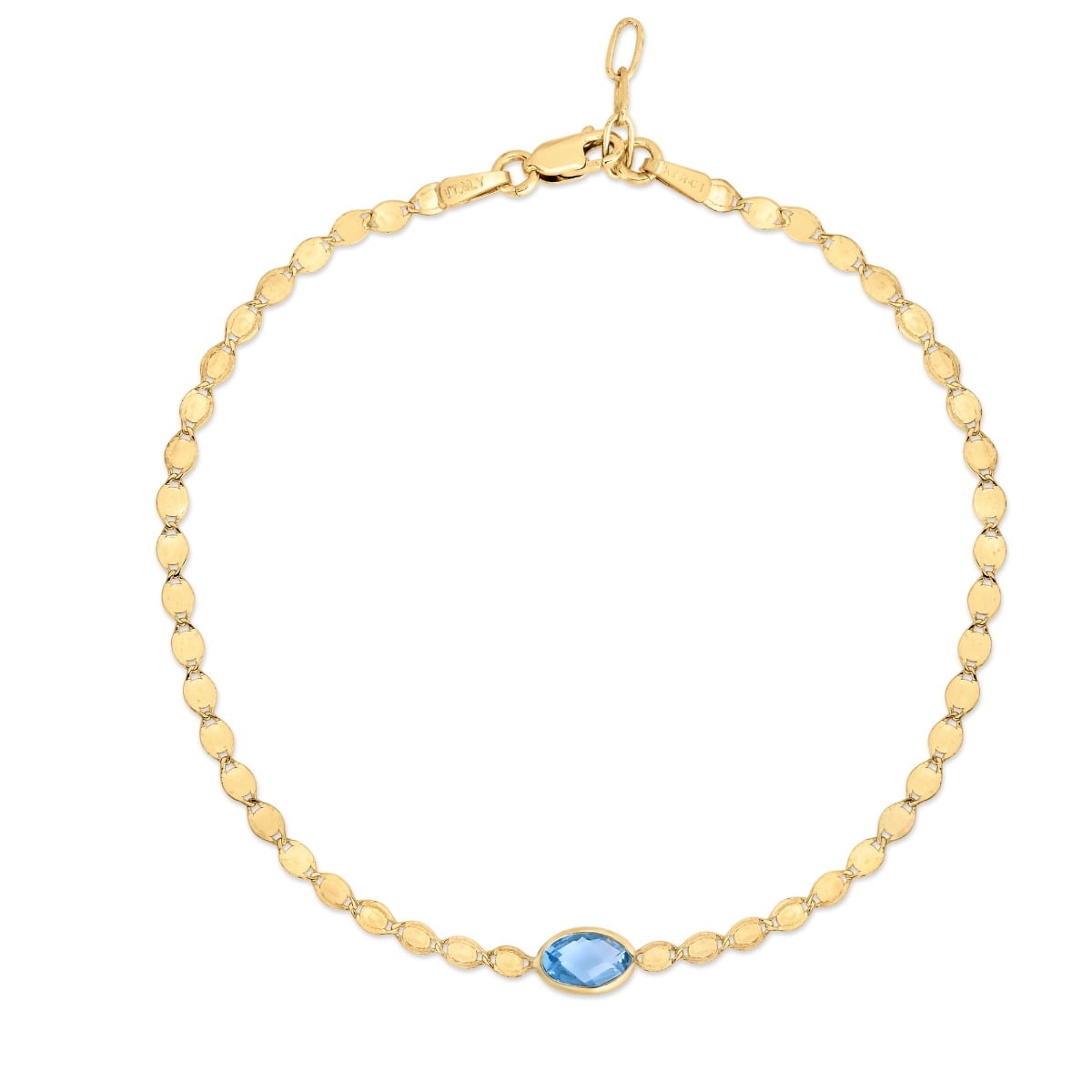 14K Blue Topaz Mirrored Chain Necklace