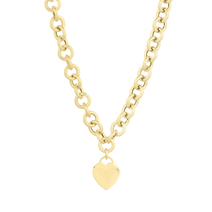 14K Heart Tag & Rolo Link Necklace