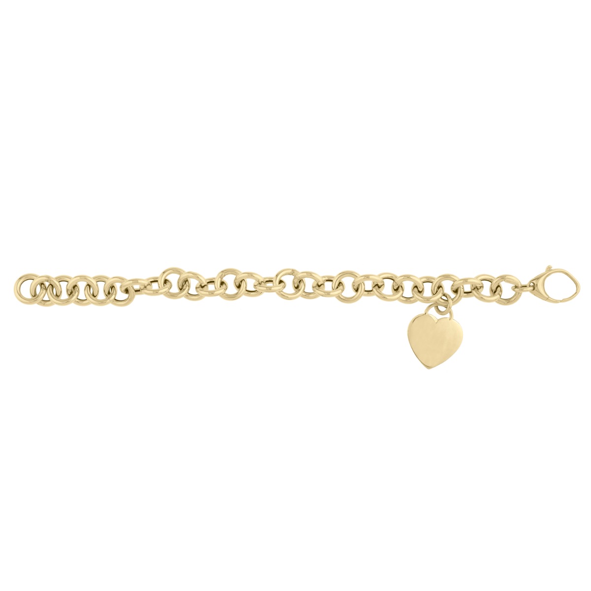 14K Heart Tag & Rolo Link Bracelet