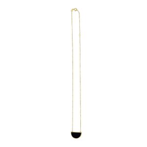 14K Onyx Geometric Half Moon Necklace