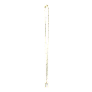 14K MOP Geometric Gem Rectangle Necklace