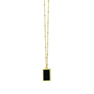 14K Onyx Geometric Rectangle Pendant