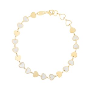 14K MOP Heart Mirror Gem Chain Necklace