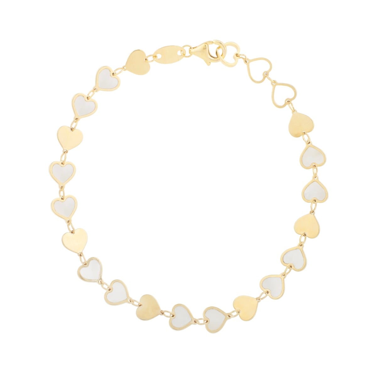 14K MOP Heart Mirror Gem Chain Necklace
