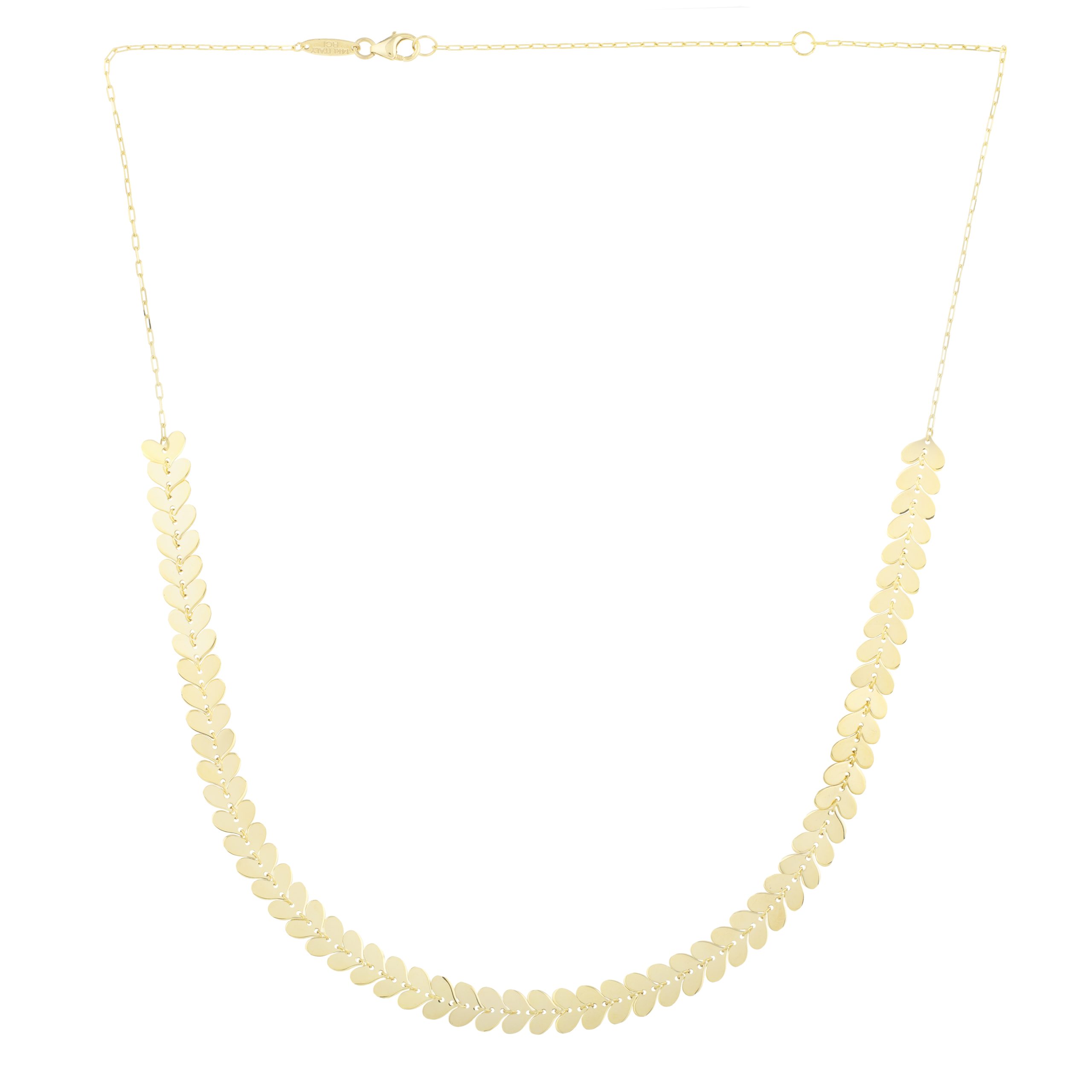 14K Polished Heart Link Chain Necklace