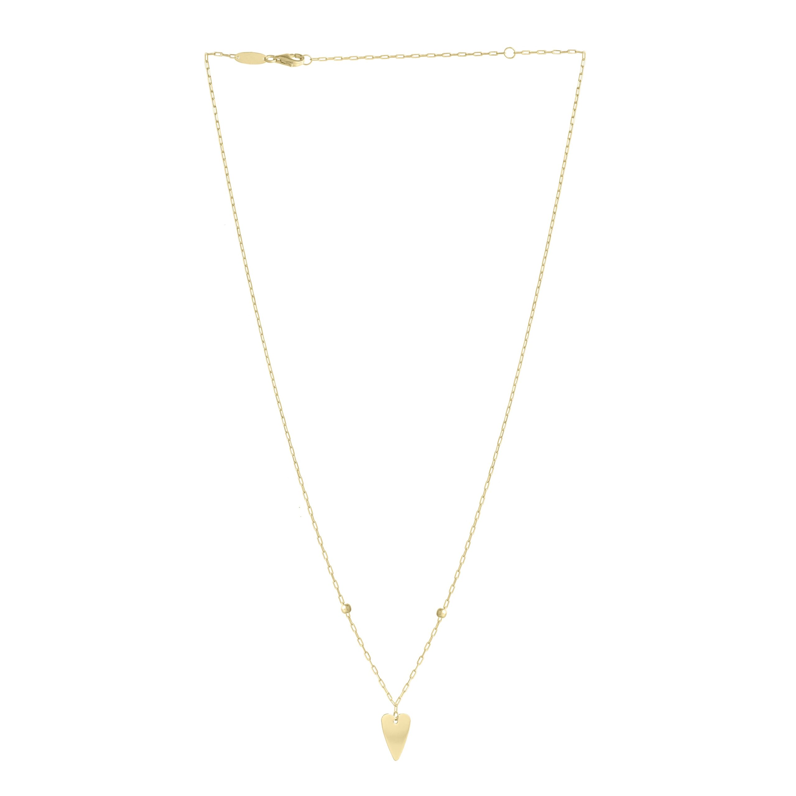 14K Elongated Heart & Bead Station Necklace