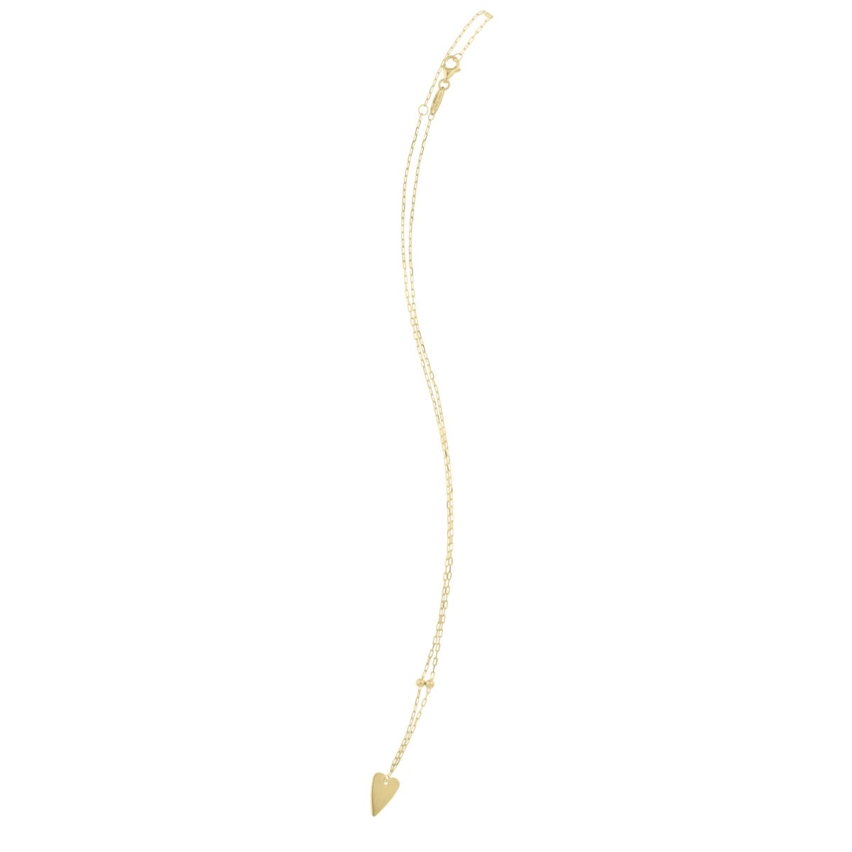 14K Elongated Heart & Bead Station Necklace
