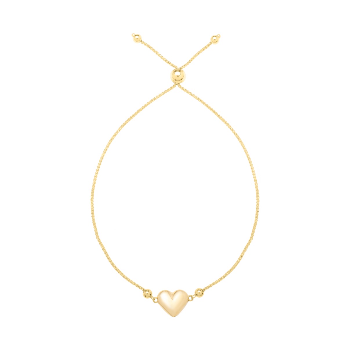 14K Adjustable Heart Bolo Bracelet