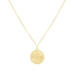 14K Radiating Heart Medallion Necklace