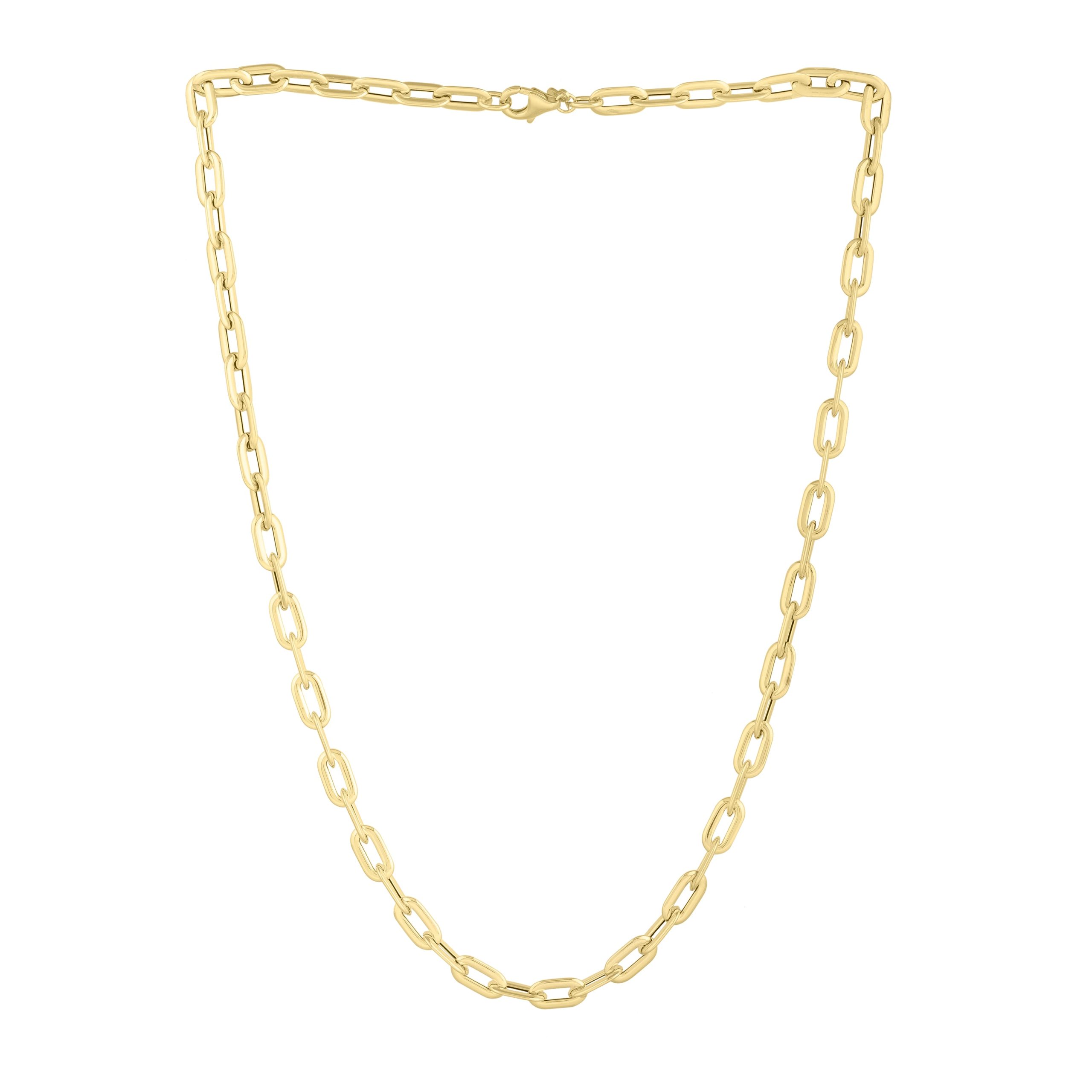 14K Oval Domed Paperclip Necklace