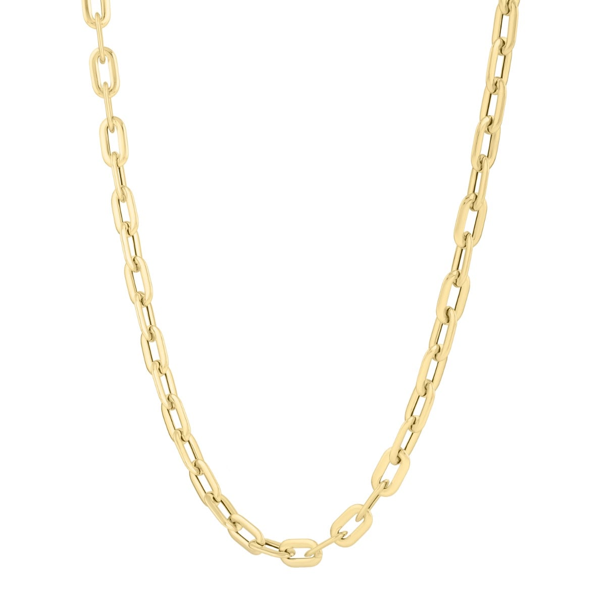 14K Long Domed Paperclip Necklace