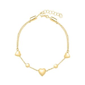 14K Adjustable Puff Heart Bead Bracelet/Anklet