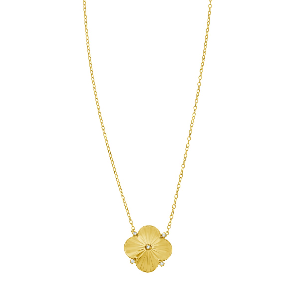 14K Diamond Clover Pendant