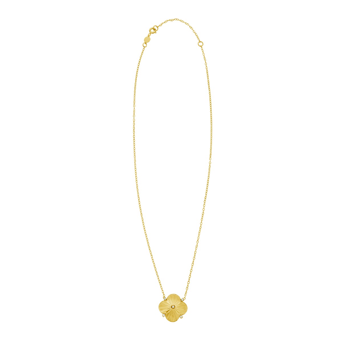 14K Diamond Clover Pendant