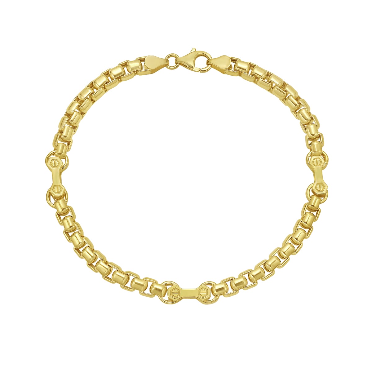 14K Gold Round Box Hardware Bracelet