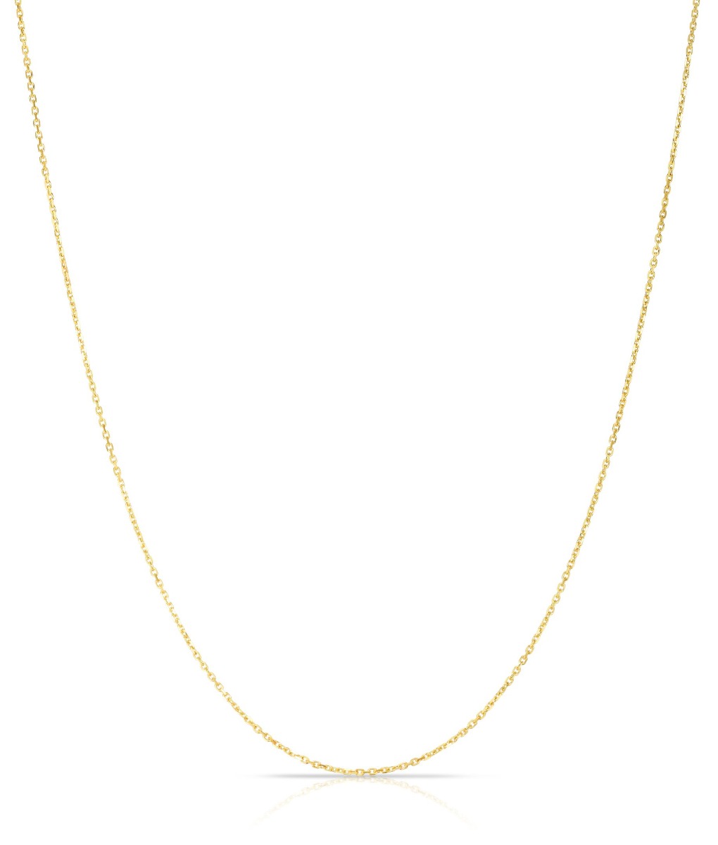 14K Gold 0.87mm Diamond Cut Cable Chain