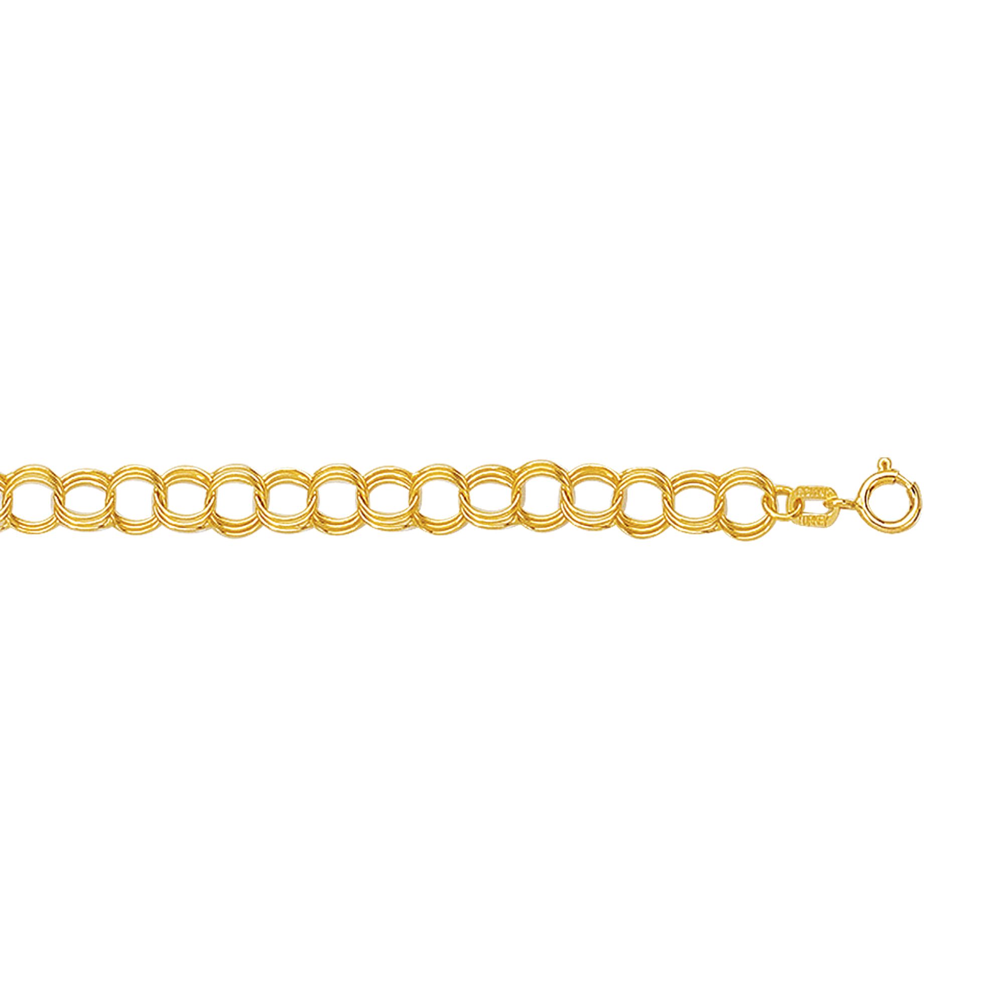 14K Gold Small Double Link Charm Bracelet