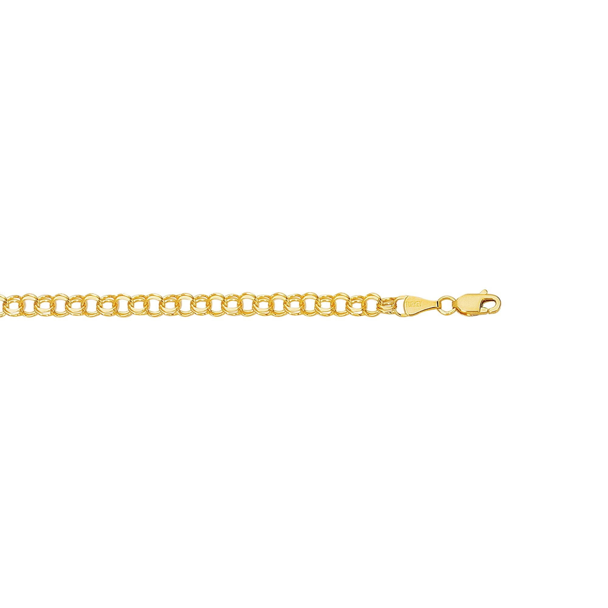 14K Gold Small Double Link Charm Bracelet